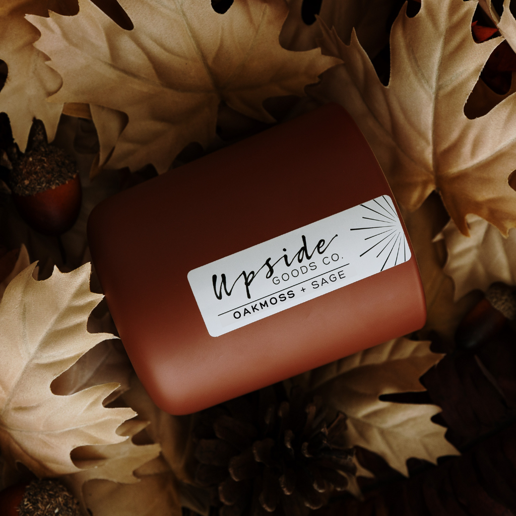 Oakmoss + Sage limited edition clay signature candle from Upside goods co. 