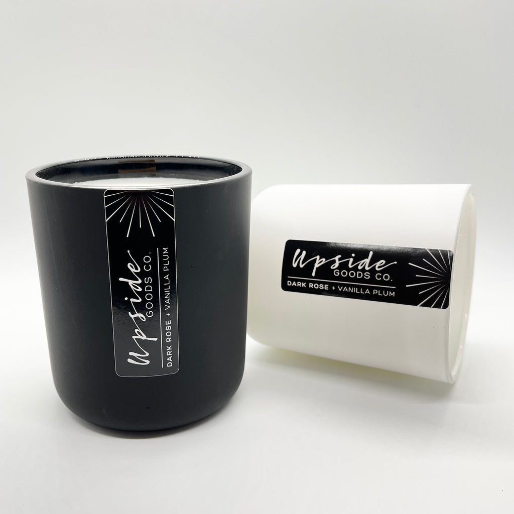 Dark Rose + Vanilla Plum Coconut Soy Candle at Upside Goods Co.